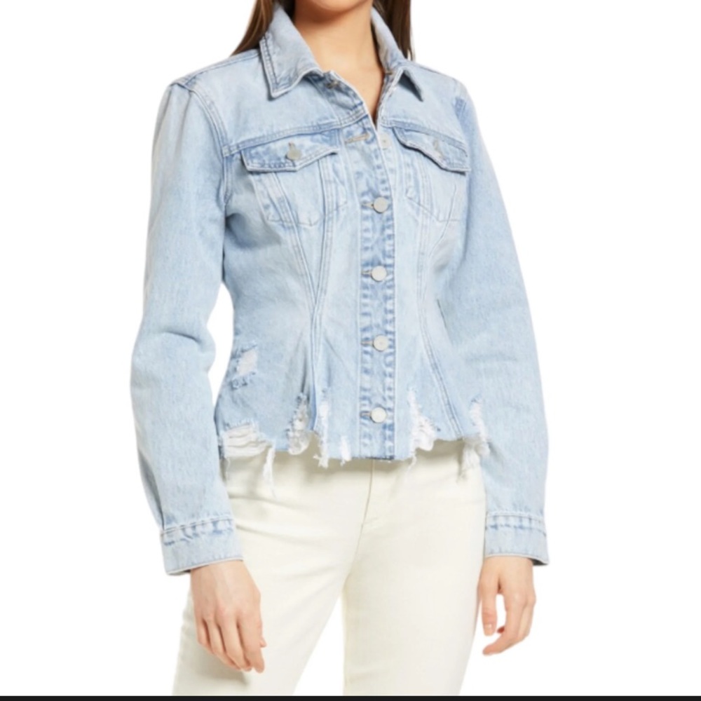 Blanc NYC Chew Hem distressed trucker jacket sz S. New with tags